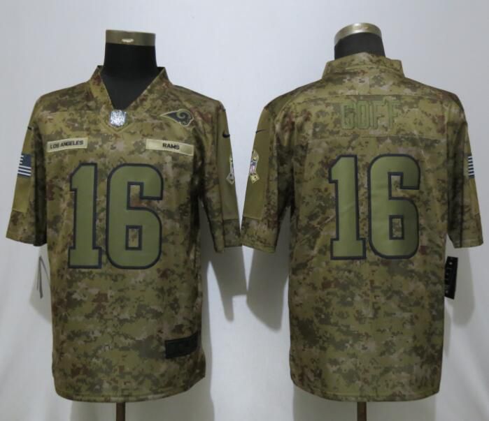 Men Los Angeles Rams #16 Goff Nike Camo Salute to Service Limited NFL Jerseys